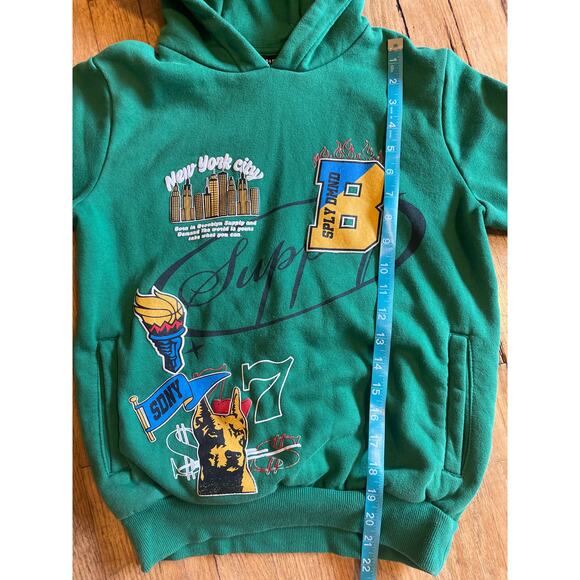 Supply and Demand Hoodie Sweatshirt Green Multicolor Graphics Youth Large - Picture 2 of 5